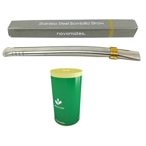 Novomates Yerba Mate Container and Easy Clean Yerba Mate Straw