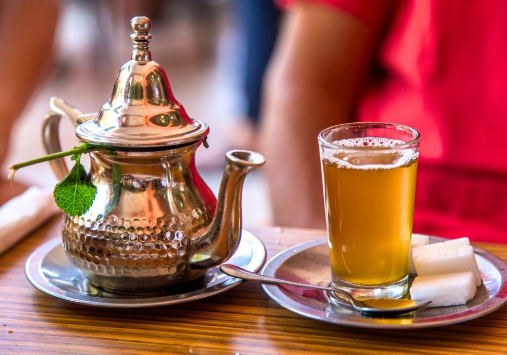 Moroccan mint tea in teapot and glass