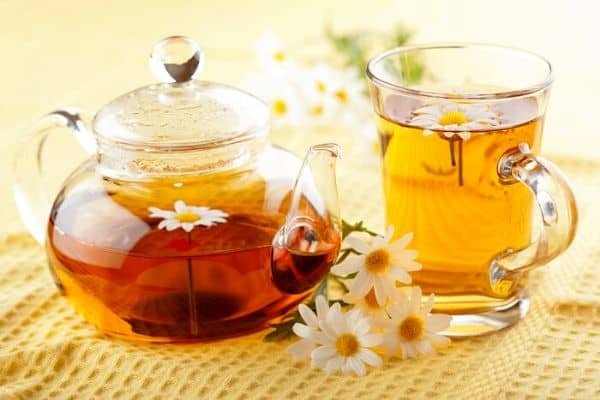 chamomile tea and flowers
