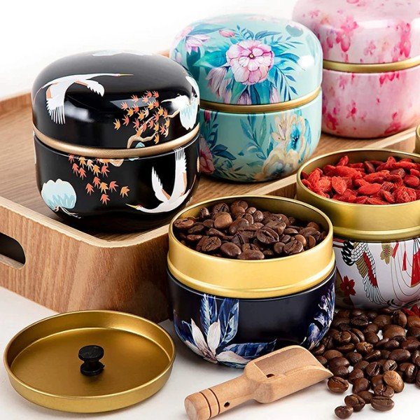 HAN SHENG 6 Pcs Mini Tea Storage Containers Tea Tins Airtight 6 Pc Mini Container Set