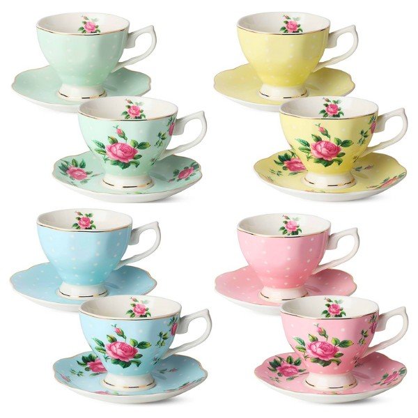 Brew To A Tea 8-ounce Cups and Saucers Set