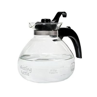 Café Brew Collection 12-cup Whistling Glass Tea Kettle