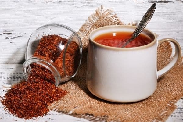 a cup of red rooibos tea