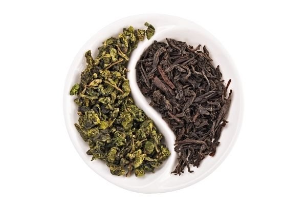 loose leaf black tea and green tea