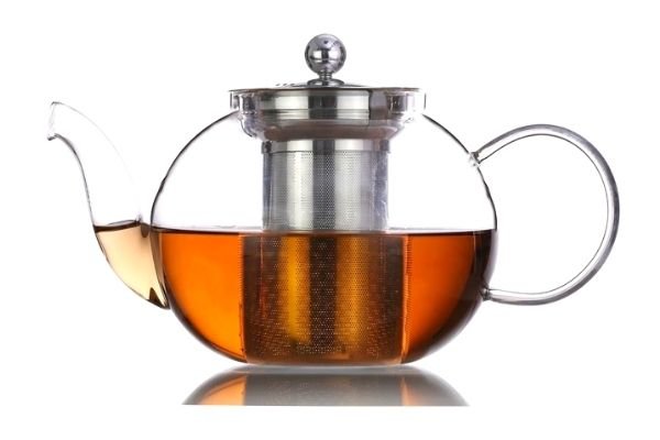 glass tea kettle with infuser stainless steel strainer