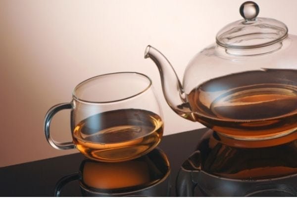 glass teapot and cup