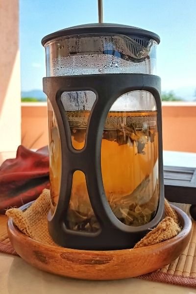 making tea in a French press
