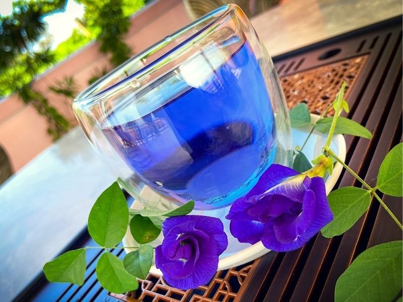 Butterfly Pea Flower Tea in a Glass