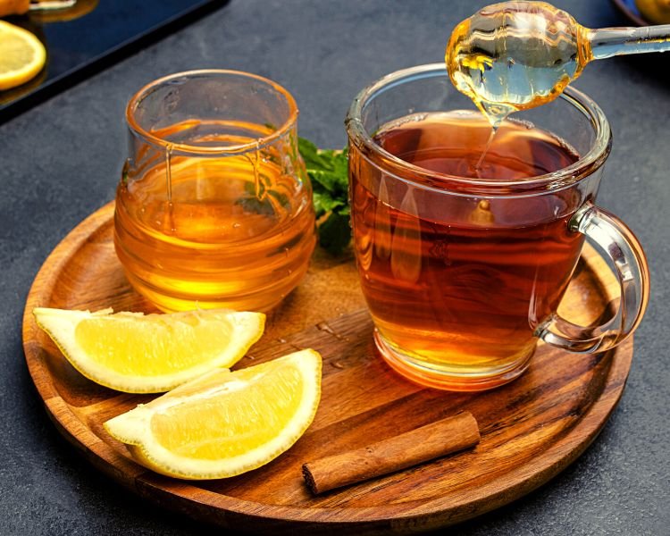 black tea with lemon and honey