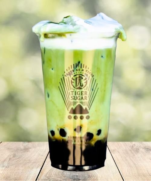 Tiger Sugar Matcha Brown Sugar Boba Milk with Cream Mousse