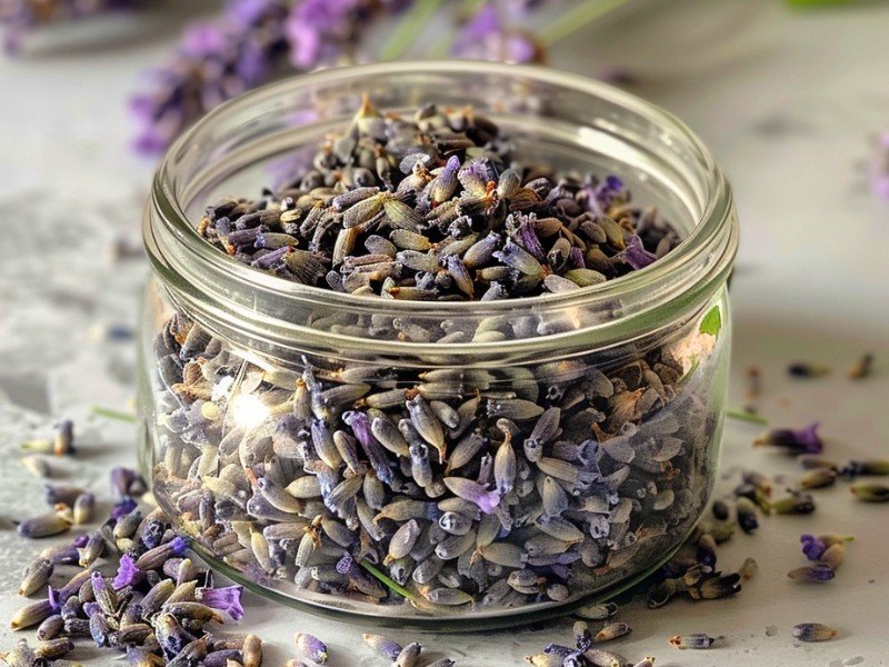 fresh lavender buds in a jar