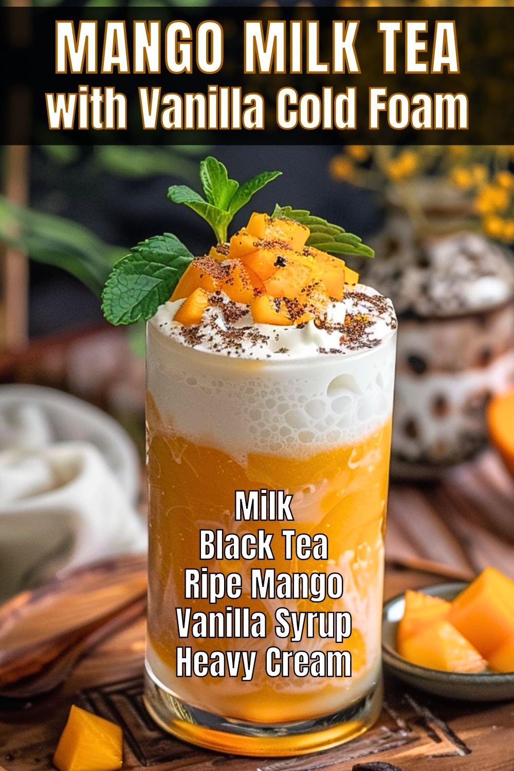 Mango Milk Tea with Vanilla Cold Foam