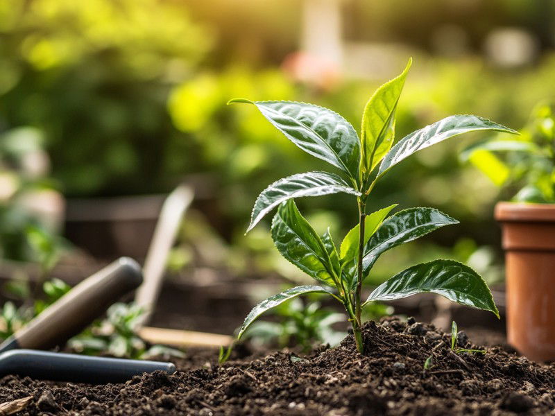 tea plant growing in garden