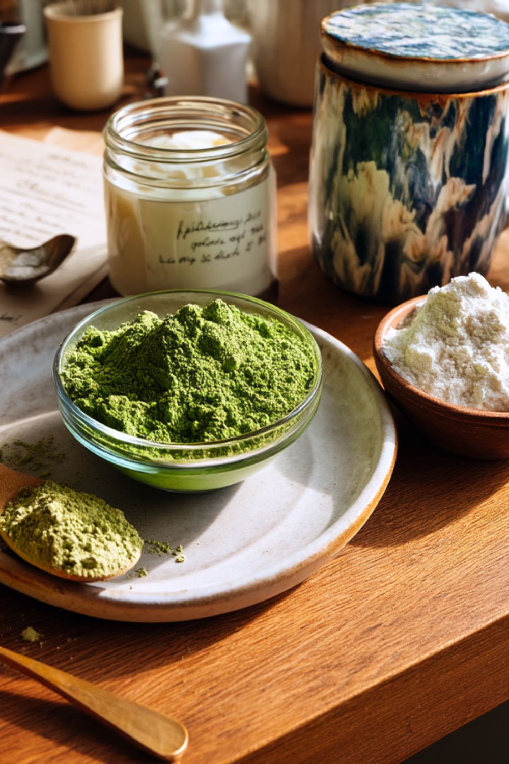 making matcha latte mix