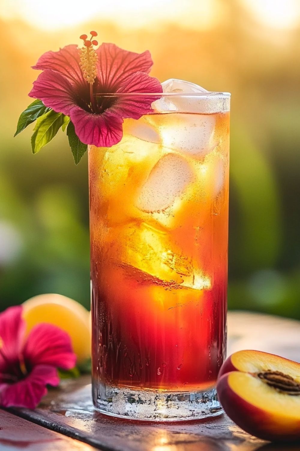 Peach Hibiscus Sunset Iced Tea